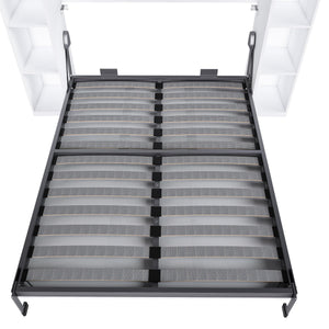 Queen Murphy Bed with Storage Cabinet – White