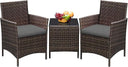3-Piece Outdoor Rattan Patio Furniture Set with Cushions & Glass Table