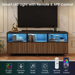 59" Modern Acrylic TV Stand with LED Lights & Power Strip
