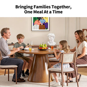 47-Inch Round Dining Table for 4–6 | Mid-Century Modern Fluted Kitchen Table