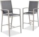 Outdoor Bar Stools Set of 2 – All-Weather Mesh with Armrest