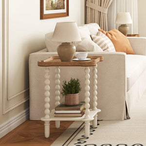 2-Tier Farmhouse End Table with Open Shelf
