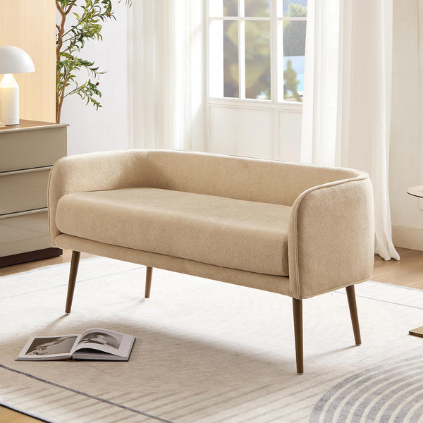 Bedroom Bench with Low Back & Metal Frame