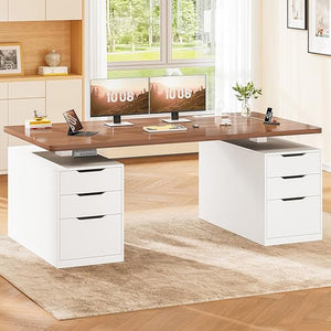 Electric Standing Desk with Drawers & Power Outlets – 55 Inch Adjustable Height