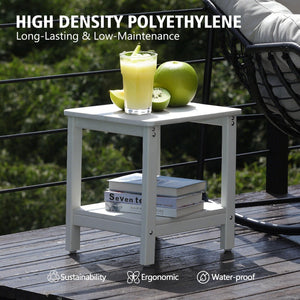 2-Tier Outdoor HDPE Side Table with Storage