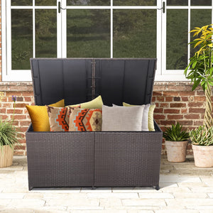 Outdoor Wicker Deck Storage Box with Wheels