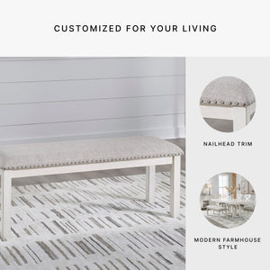 48 Inch Upholstered Dining Bench with Nailhead Trim