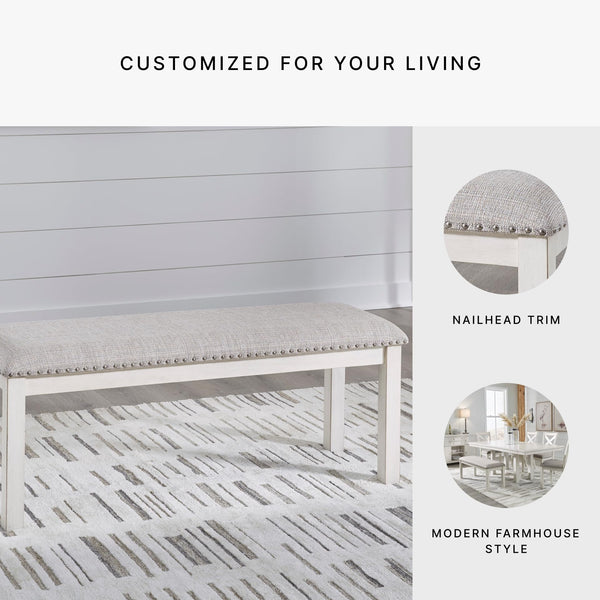 48 Inch Upholstered Dining Bench with Nailhead Trim