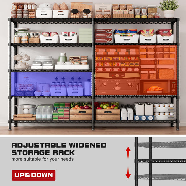 5-Tier Heavy Duty Wire Shelving Unit with Adjustable Shelves