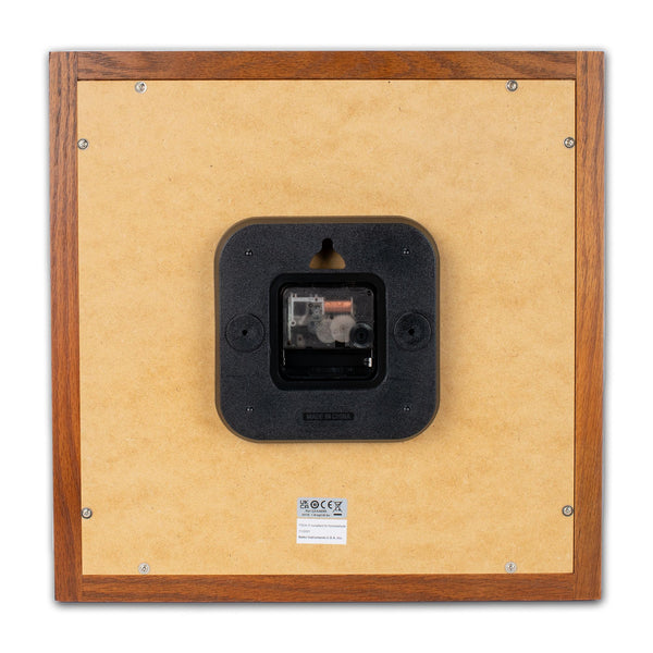 Brown Square Wood Wall Clock with Quartz Movement