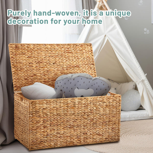 Water Hyacinth Wicker Storage Trunk with Lid