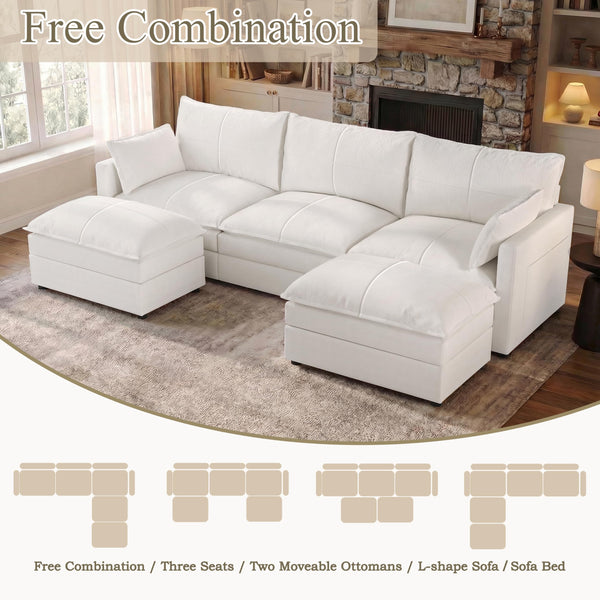 L-Shaped Modular Sectional Sofa with Reversible Chaise