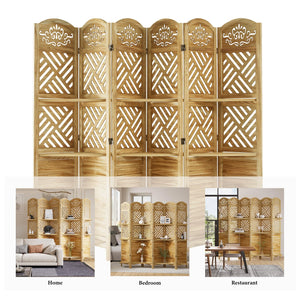 Folding Wood Room Divider with Shelves