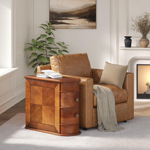 Wood End Table with 2 Drawers Slim Nightstand