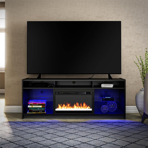 Fireplace TV Stand with LED Lights & Electric Heater – Fits TVs up to 65"