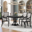 5-Piece Extendable Round Dining Table Set with 4 Upholstered Chairs