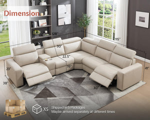 Power Recliner Sectional Sofa with Storage & USB Port