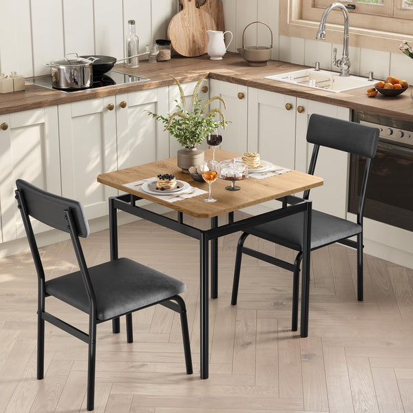 3-Piece Dining Table Set with PU Upholstered Chairs