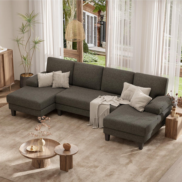 110" U-Shaped Sectional Sofa with Double Chaise