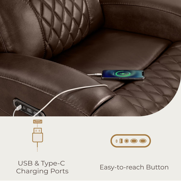 Power Recliner Chair with Adjustable Headrest & USB Ports