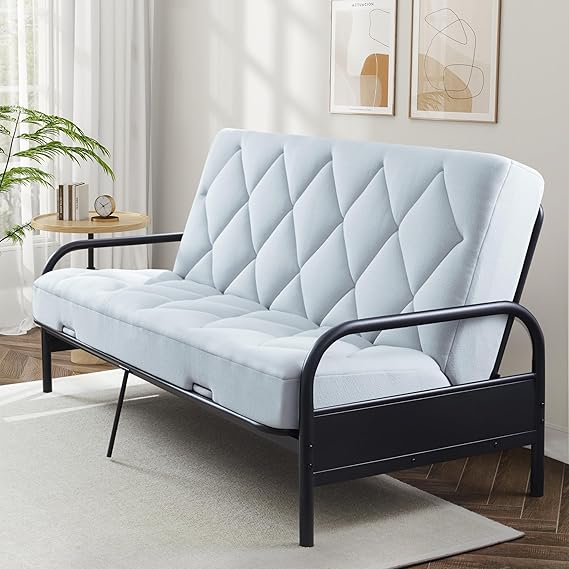 Full Size Pillow Top Futon Mattress Replacement – Gel Memory Foam, Removable Cover