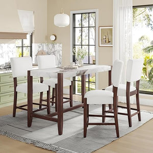 5-Piece Counter Height Dining Table Set with 4 Cushioned Chairs