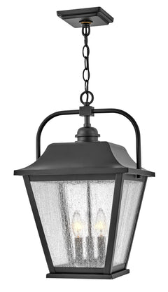 Black Aluminum Outdoor Hanging Lantern with Clear Seedy Glass