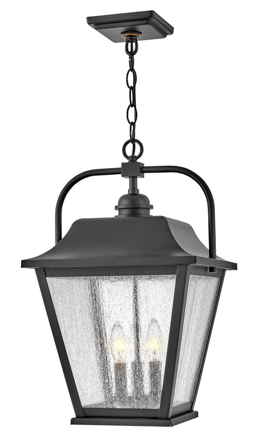 Black Aluminum Outdoor Hanging Lantern with Clear Seedy Glass