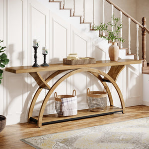 70.87" 2-Tier Console Table, Industrial Sofa Table