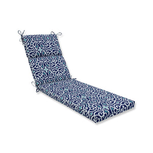 Outdoor Chaise Lounge Cushion with Ties – Damask Pattern, Weather & Fade Resistant