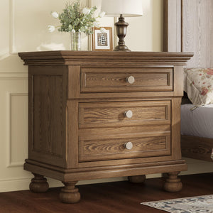 Solid Wood 3-Piece King Bedroom Set with Nightstands