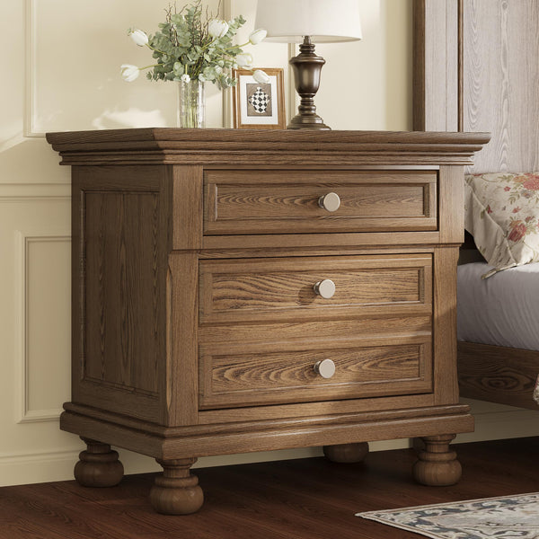Solid Wood 3-Piece King Bedroom Set with Nightstands