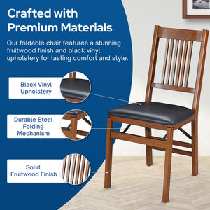 Upholstered Wood Folding Chairs Set of 2