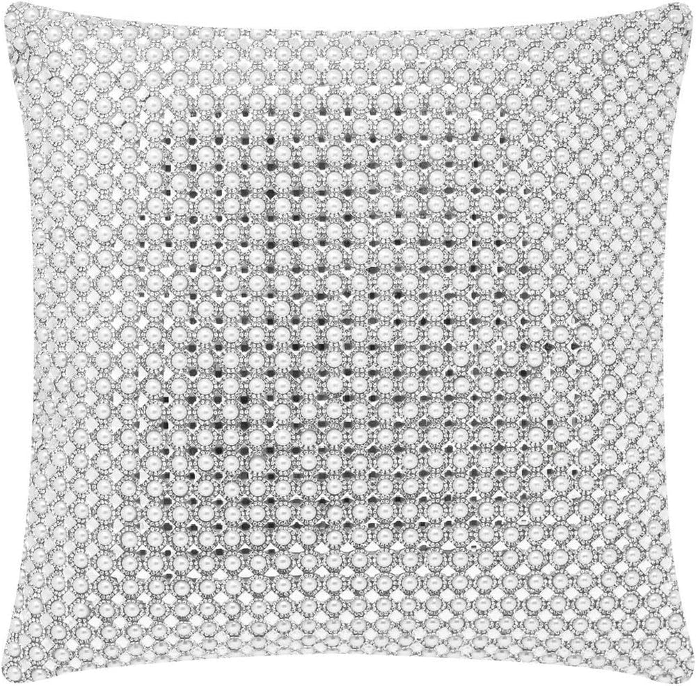 Outdoor Decorative Throw Pillow with Rhinestones & Faux Pearls