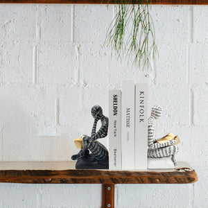 Thinker Decorative Bookends for Heavy Books - Black & White