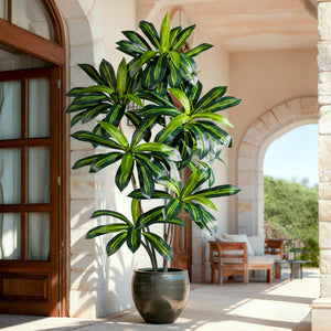 Artificial Dracaena Tree with White Planter Pot