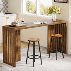63-Inch Counter Height Bar Table with Louvered Base
