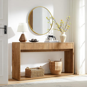 63-Inch Fluted Console Table with 2 Drawers