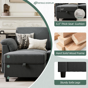 79" Convertible L-Shaped Sectional Sofa with Storage Ottoman