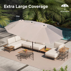15ft Solar LED Patio Umbrella with Base