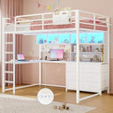 Full Loft Bed with Desk, Storage & LED Lights