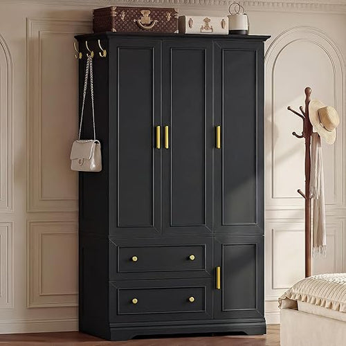 Armoire Wardrobe Closet with Drawers & Soft-Close Doors
