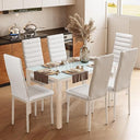 7-Piece Tempered Glass Dining Table Set for 6