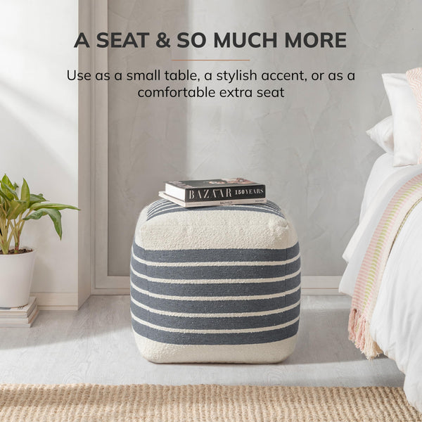 Square Cotton Pouf Ottoman Footrest