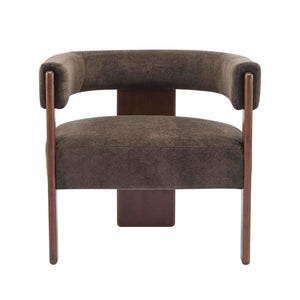 Barrel Accent Chair – Velvet Upholstered Lounge Chair with Rubberwood Frame