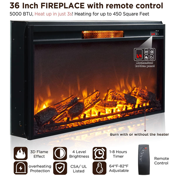 70" Farmhouse TV Stand with 36" Electric Fireplace