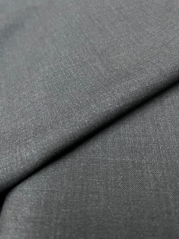 100% Wool Suiting Fabric – Charcoal Gray Plain Weave