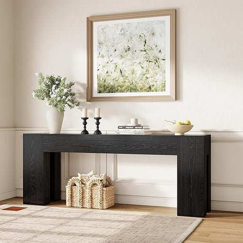 79-Inch Farmhouse Console Table with Wooden Double Base