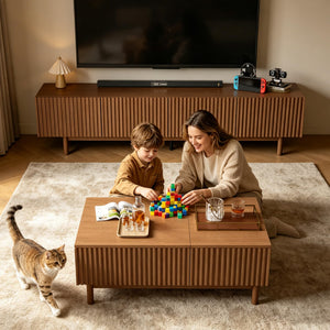 Lift Top Coffee Table with Hidden Storage & Drawers