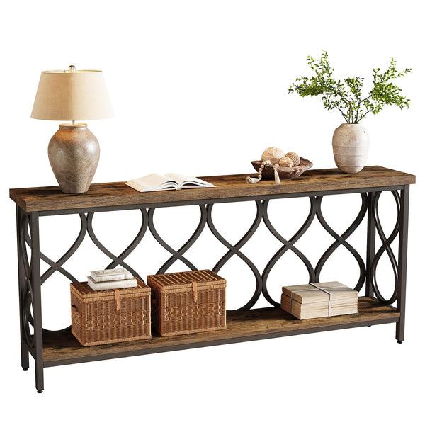 70.87" Industrial Console Table with Bottom Shelf